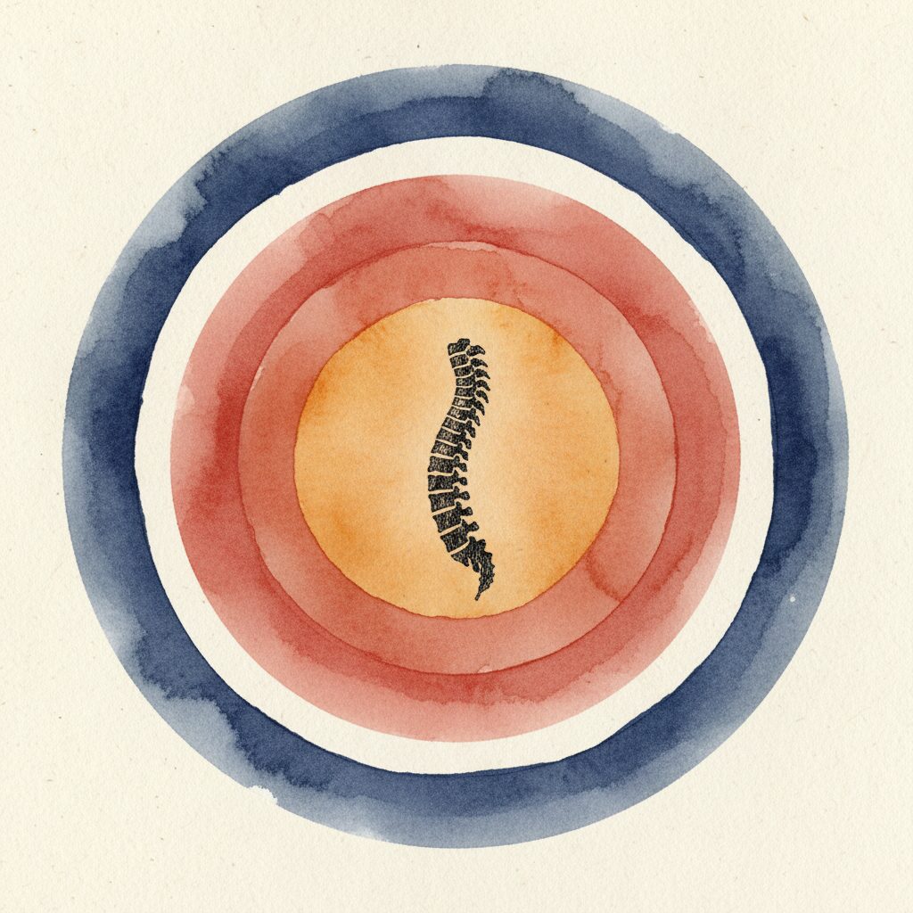 Three concentric circles representing the three timescales of spinal change