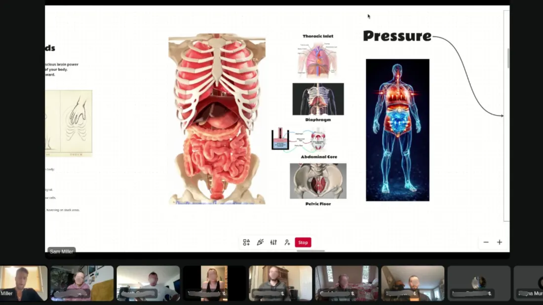 Sam Miller teaching diaphragm function on a live Posture Dojo session